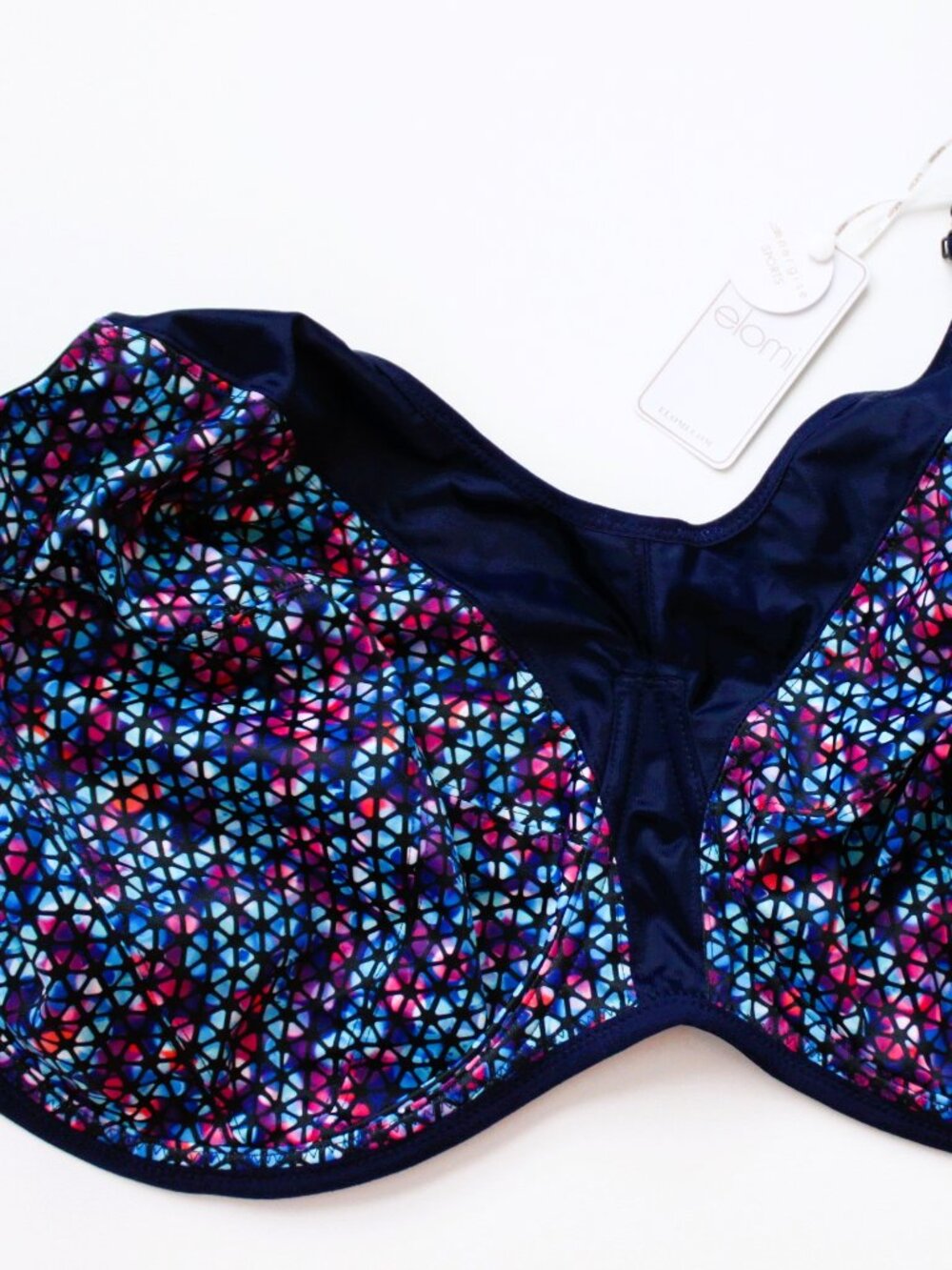 NEW Elomi 38K Energise Sports Bra Underwire J Hook No Padding Navy Full Coverage